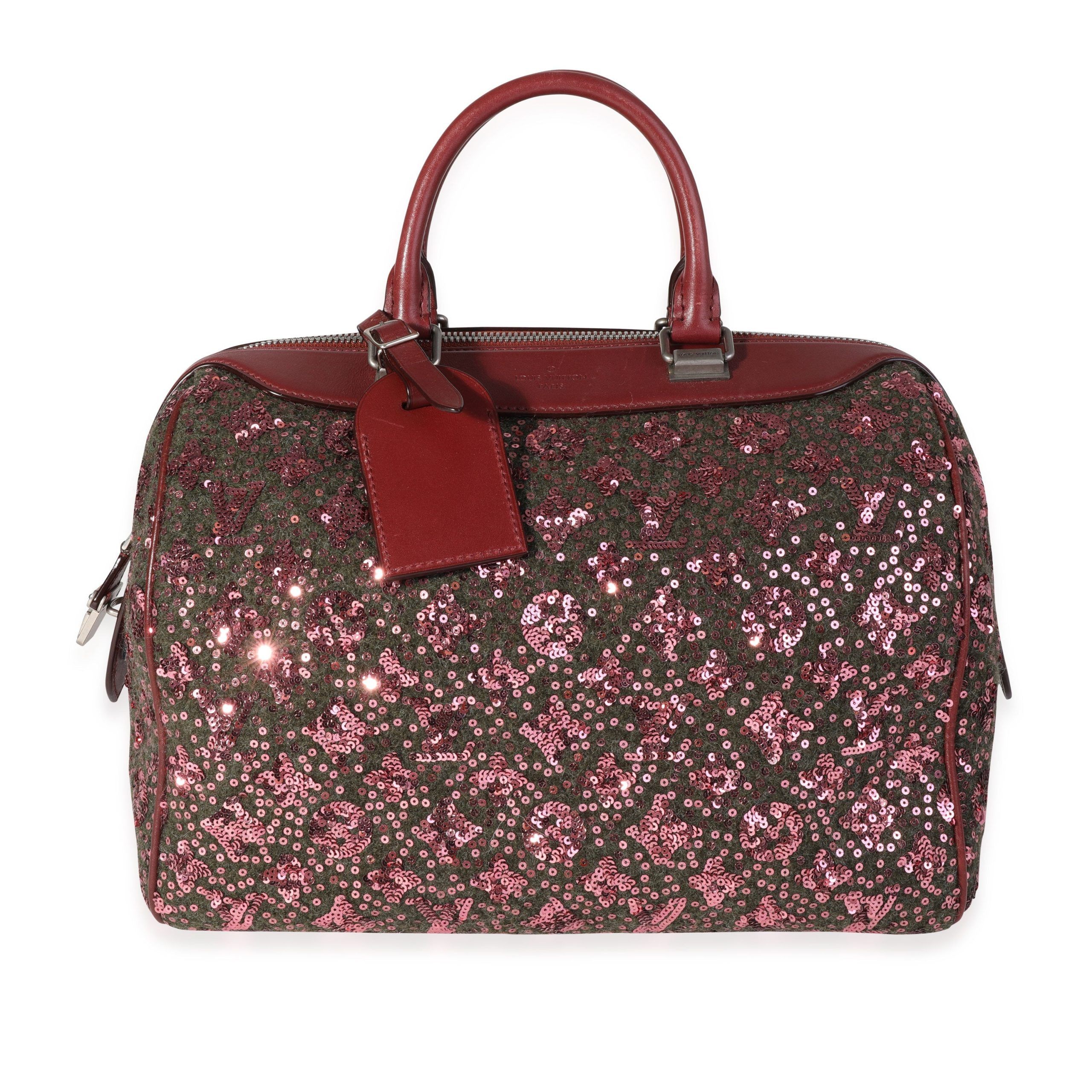image of Louis Vuitton Limited Edition Burgundy Monogram Sequin Sunshine Express Speedy in Brown, Women's