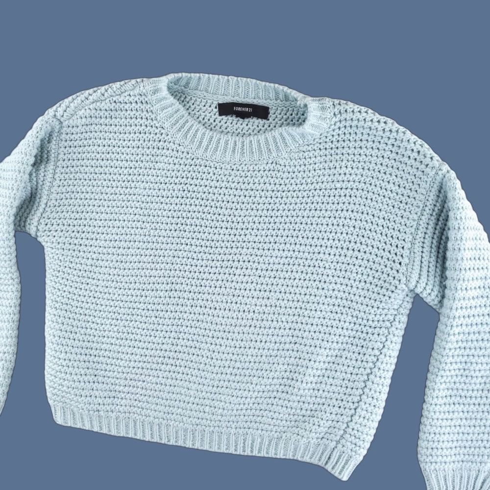 Forever 21 FOREVER 21 Sweater Shirt Womens Small Blue Green Mint Knit Solid Pullover Long Sleeve Vintage No Size S / US 4 / IT 40 - 1 Thumbnail