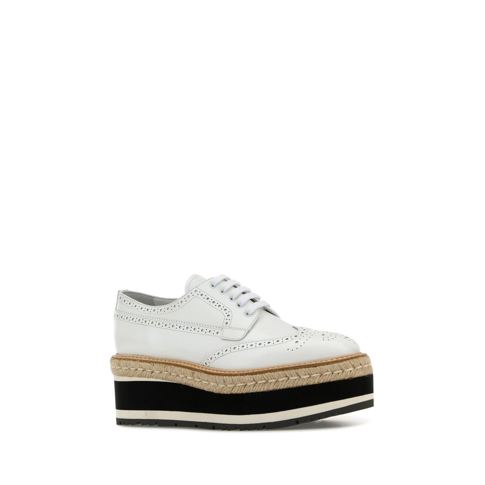 Prada PRADA Lace-Up White Leather Platform Shoes New And Authentic Size US 9 / IT 39 - 2 Thumbnail