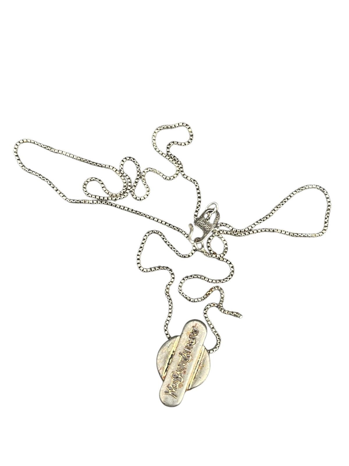 Vintage Yves Saint Laurent YSL Logo Bar Pendant Necklace