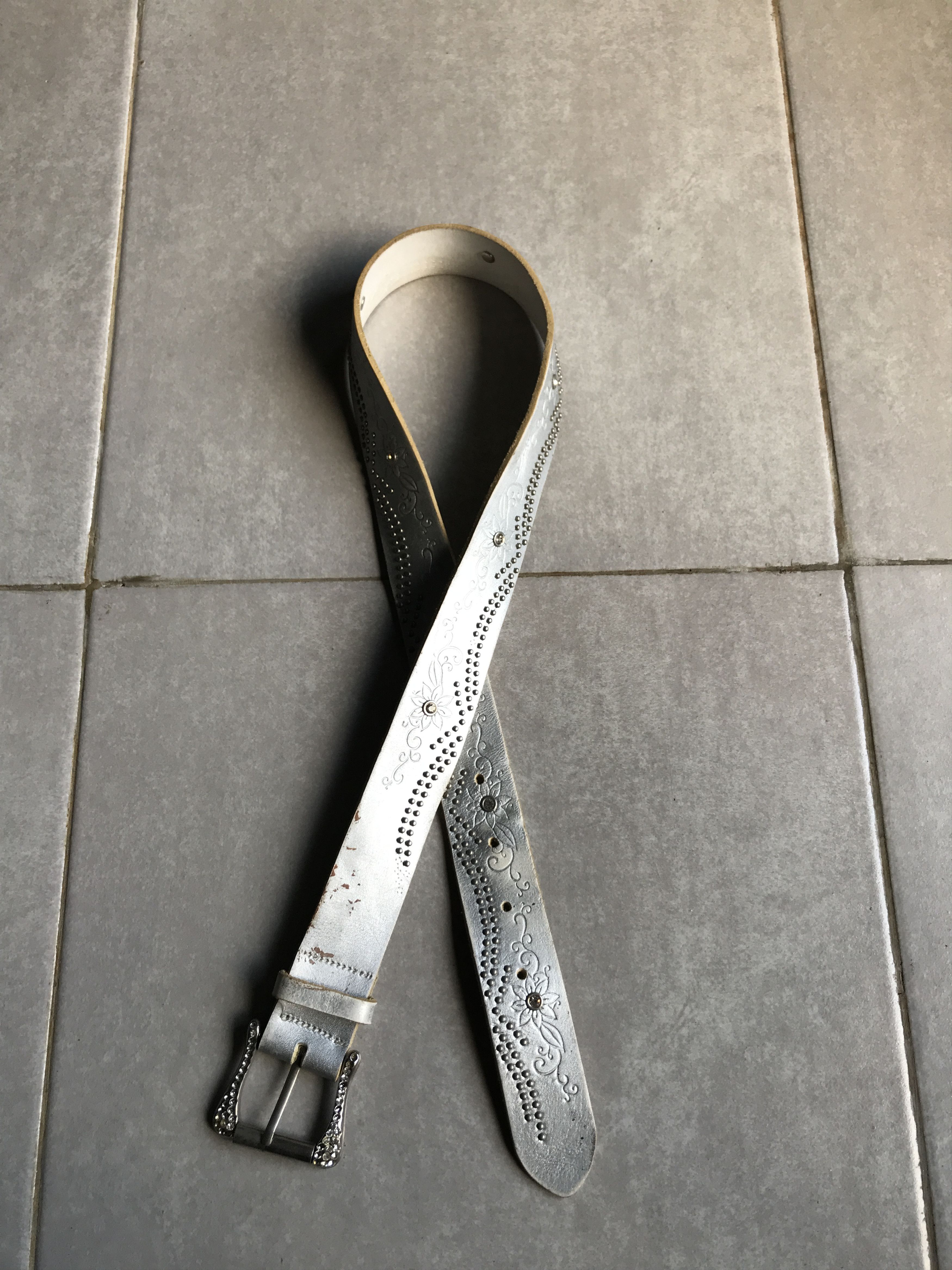 Japanese Brand Silver studded leather belt Size ONE SIZE - 4 Thumbnail