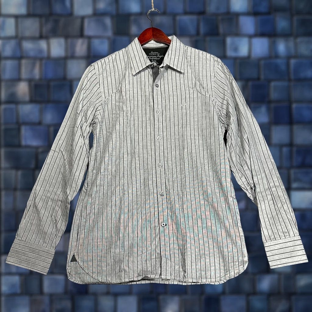 American Eagle Outfitters American Eagle Outfitters Shirt Mens M Premium Vintage Fit Gray Stripe Cotton Button-Up Long Sleeve Collared N/A Vintage No Size US M / EU 48-50 / 2 - 1 Thumbnail