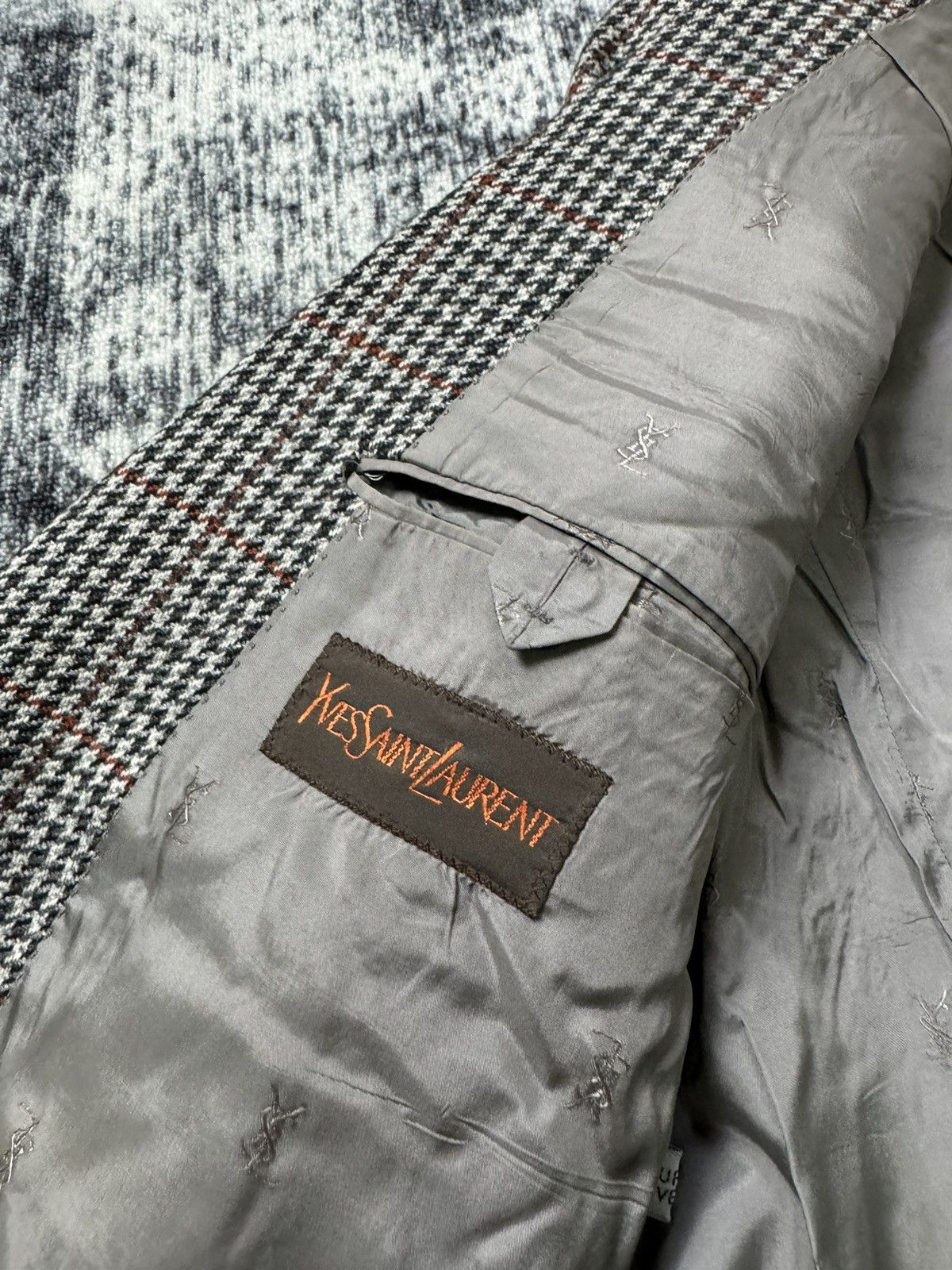 Vintage × Yves Saint Laurent Vintage Yves Saint Laurent Men's Houndstooth Blazer Jacket Size 44L - 7 Thumbnail