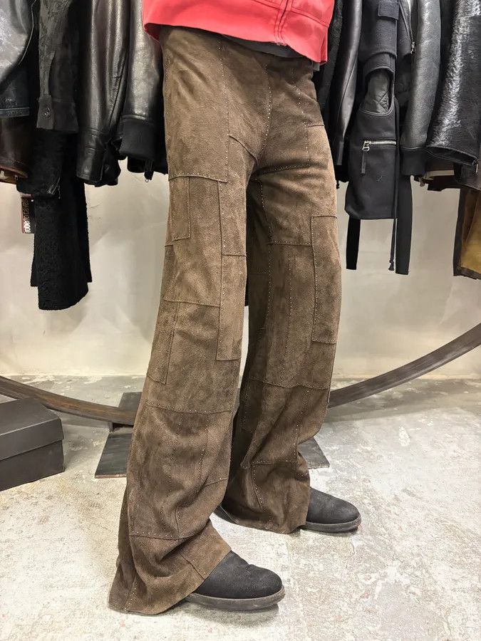 Fendi 2000s Fendi Khaki Suede Leather Studded Patchwork Pants Size US 31 - 3 Thumbnail