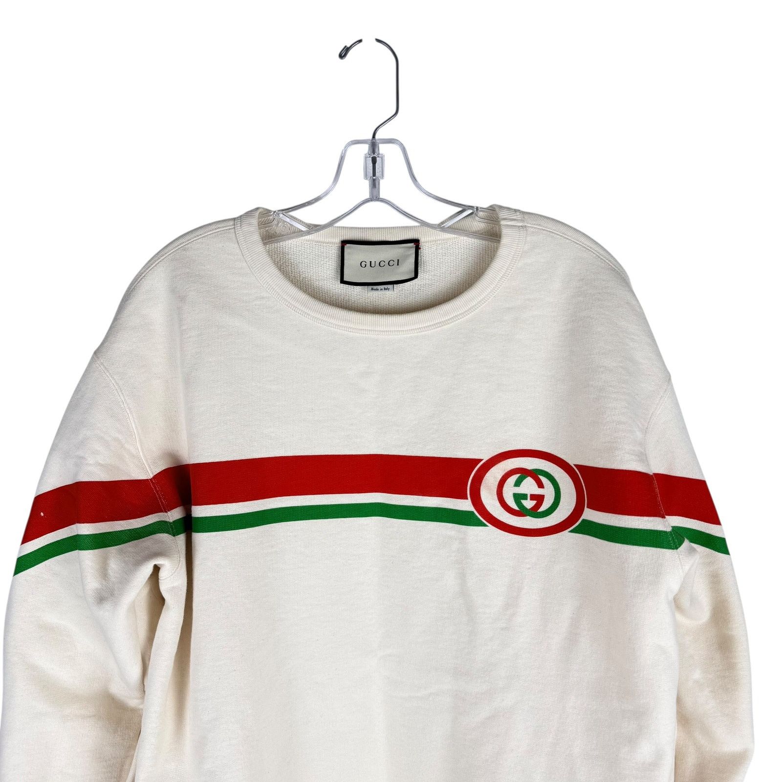 Gucci Gucci Interlocking GG Striped Crew Neck Sweater Off White Size US M / EU 48-50 / 2 - 3 Thumbnail
