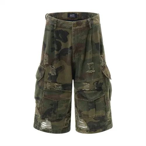 Japanese Brand Minako x Asaka Destroy Camouflage Grinding Cropped Pants Size US 29 - 3 Thumbnail