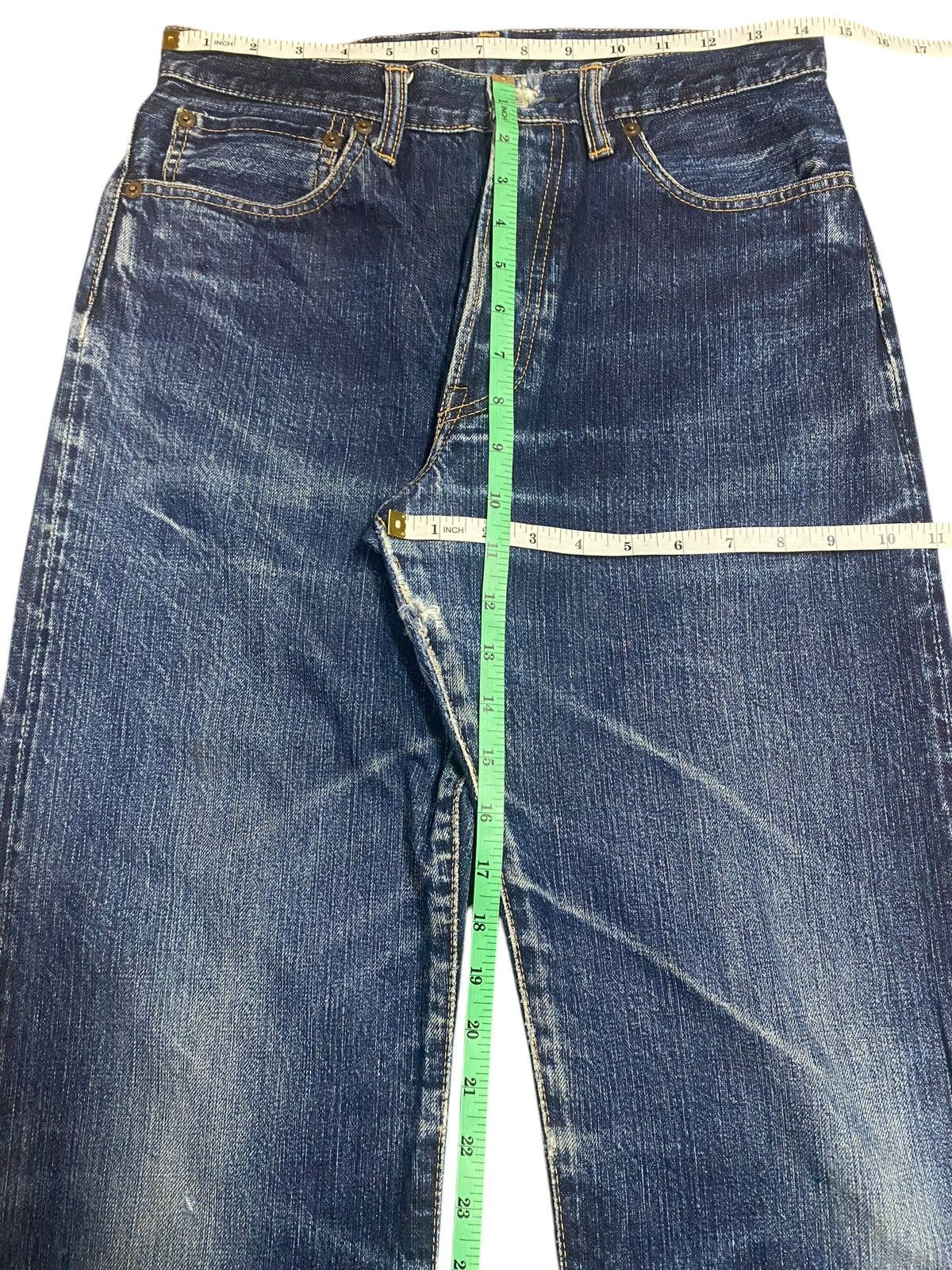 Japanese Brand Vintage Nylon Blue Wash Distressed Loose Jeans Size US 29 - 16 Thumbnail