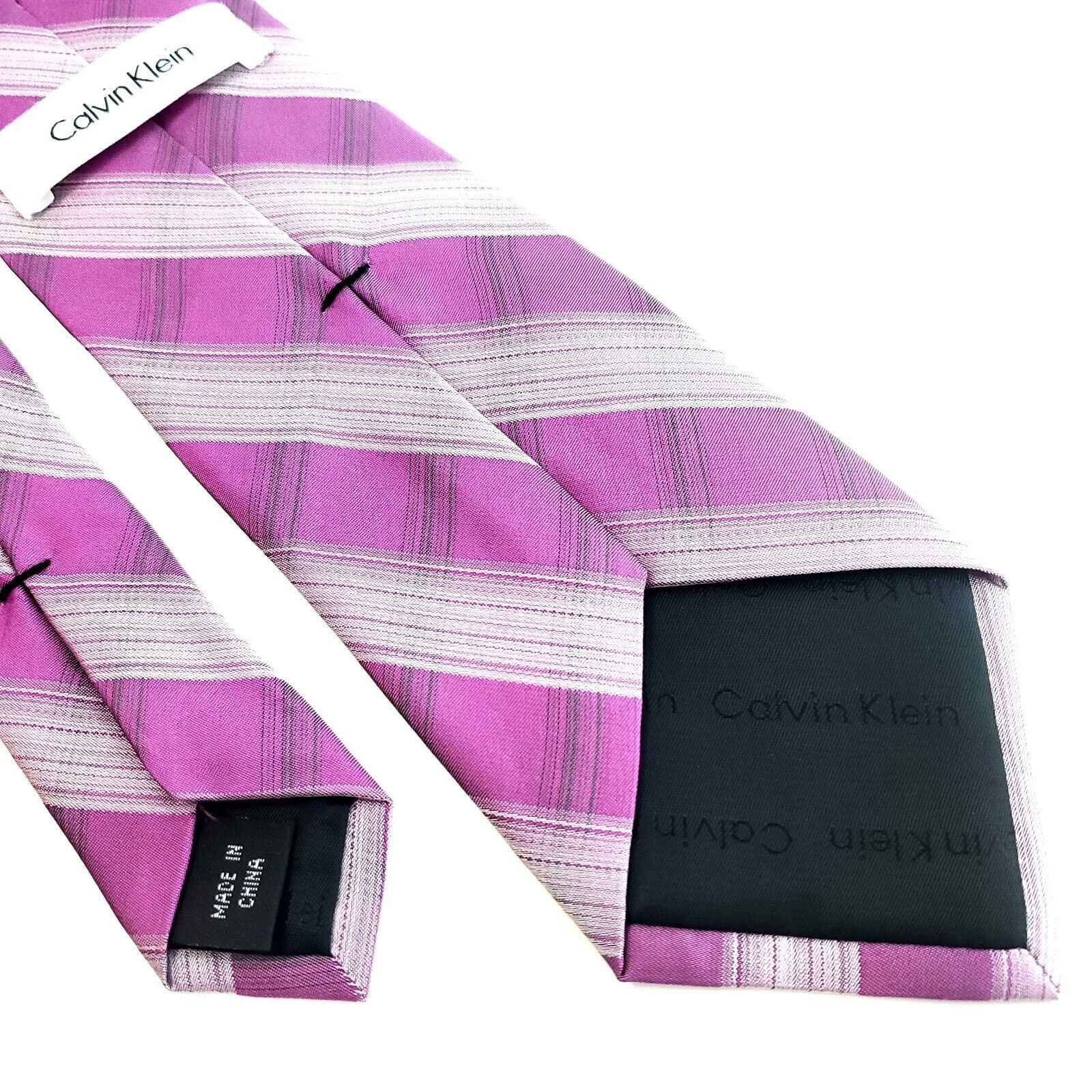 Calvin Klein Calvin Klein Pink Plaid Woven Silk Tie Size ONE SIZE - 5 Thumbnail
