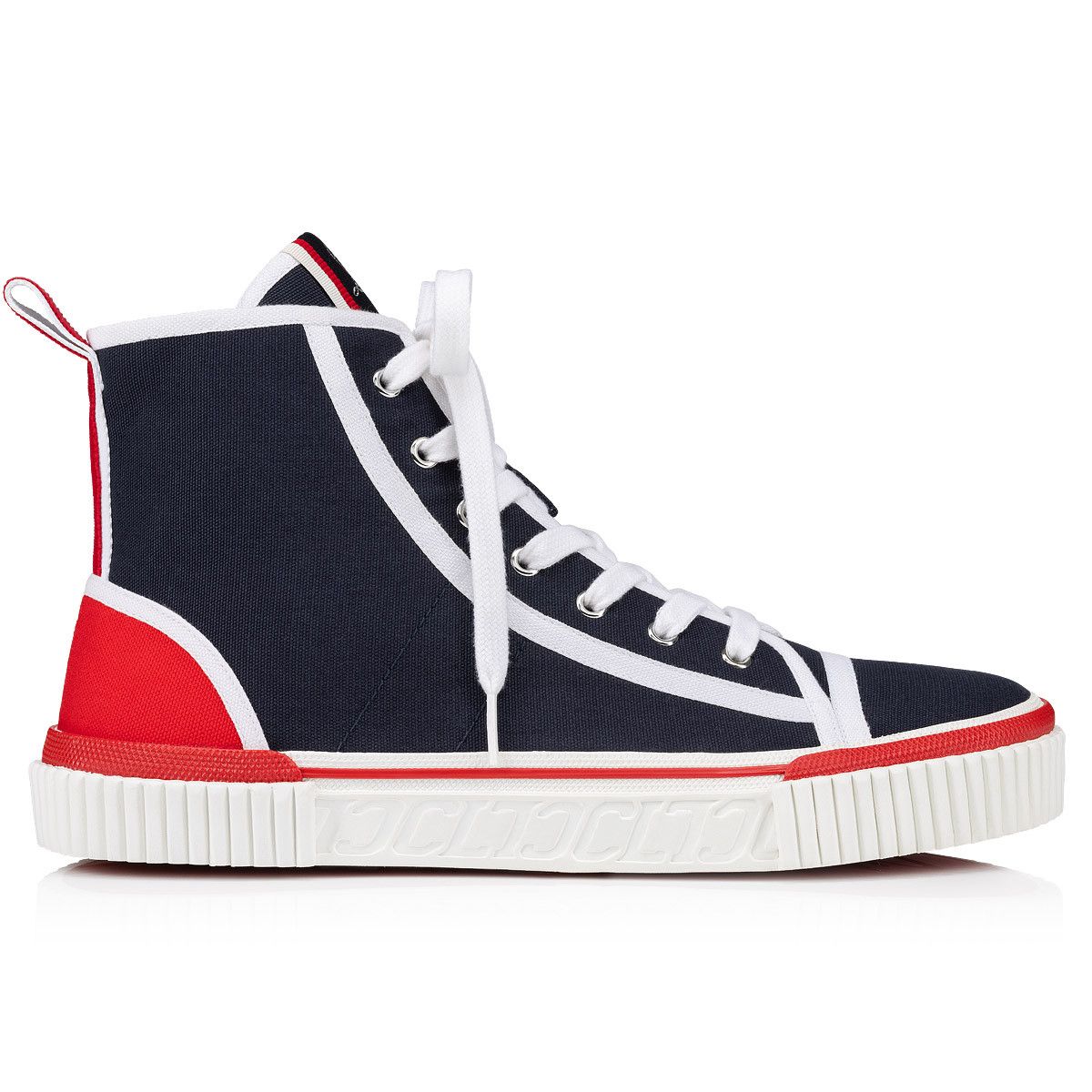Christian Louboutin o1s1wg110924 Pedro Flat Toile High Sneaker in Blue Size US 12 / EU 45 - 2 Thumbnail