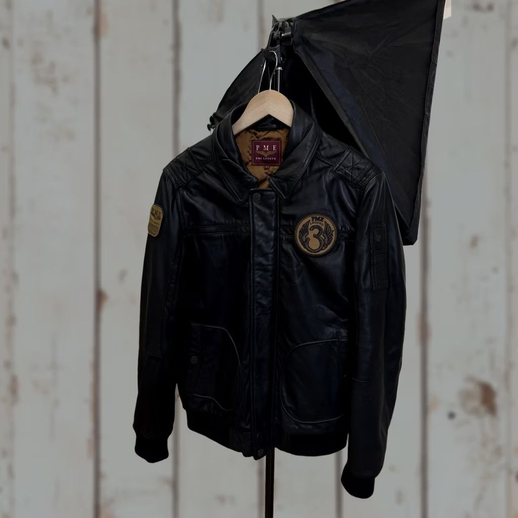 Vintage PME Legend A-28 Hudson Lockheed Sheep Leather Bomber Jacket S Mens Black Jacket Size US S / EU 44-46 / 1 - 1 Thumbnail