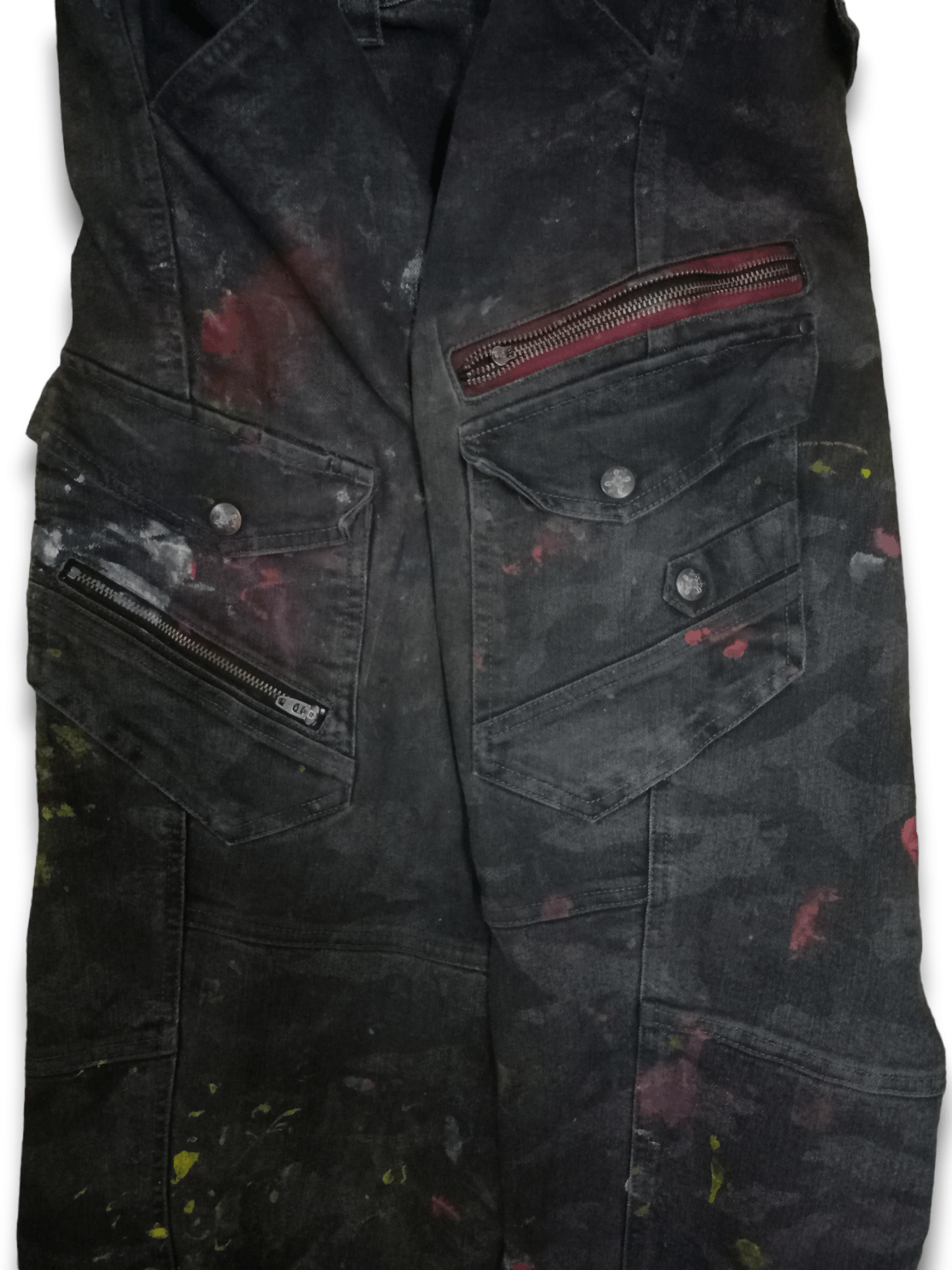 Japanese Brand Vintage Japanese Brand Painted Cargo Baggy Denim Pants Size US 34 / EU 50 - 5 Thumbnail