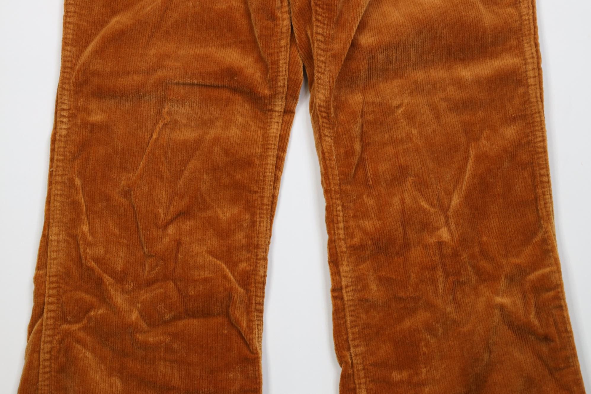 Vintage Vintage 70s Streetwear Corduroy Wide Leg Pants Orange Brown Size US 29 - 3 Thumbnail