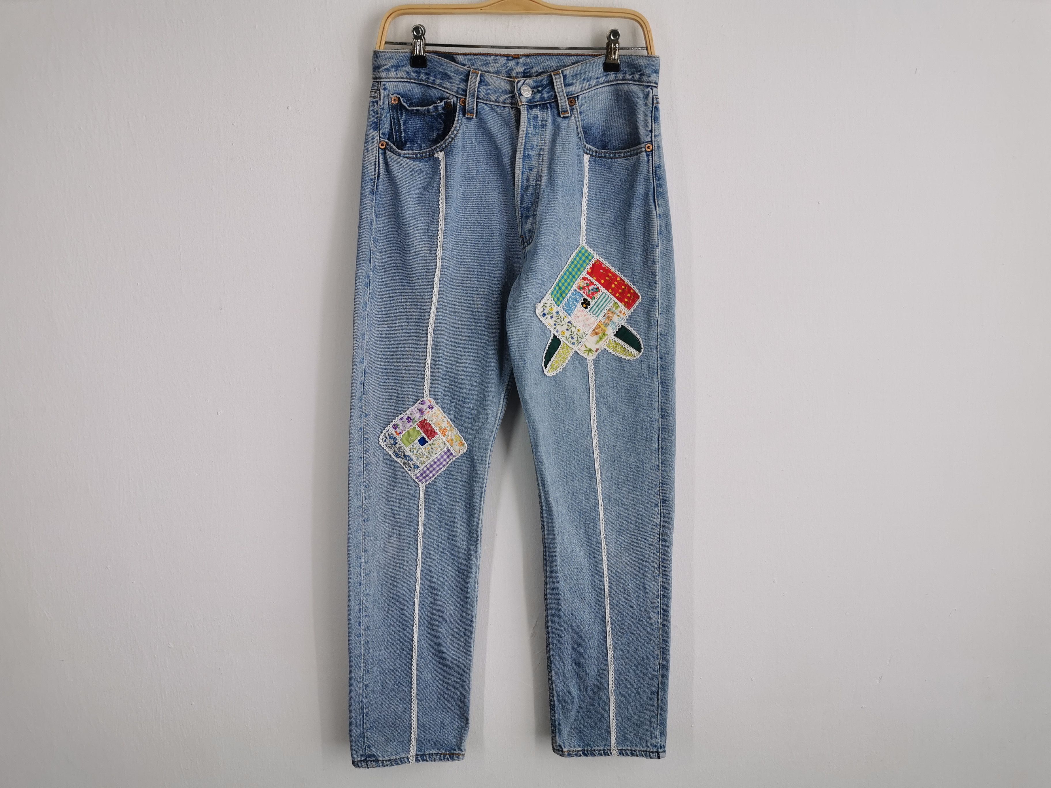 Levi's Vintage 90s Levis Lot 501 x Hana To Guitar Painting Denim Size US 31 - 2 Thumbnail