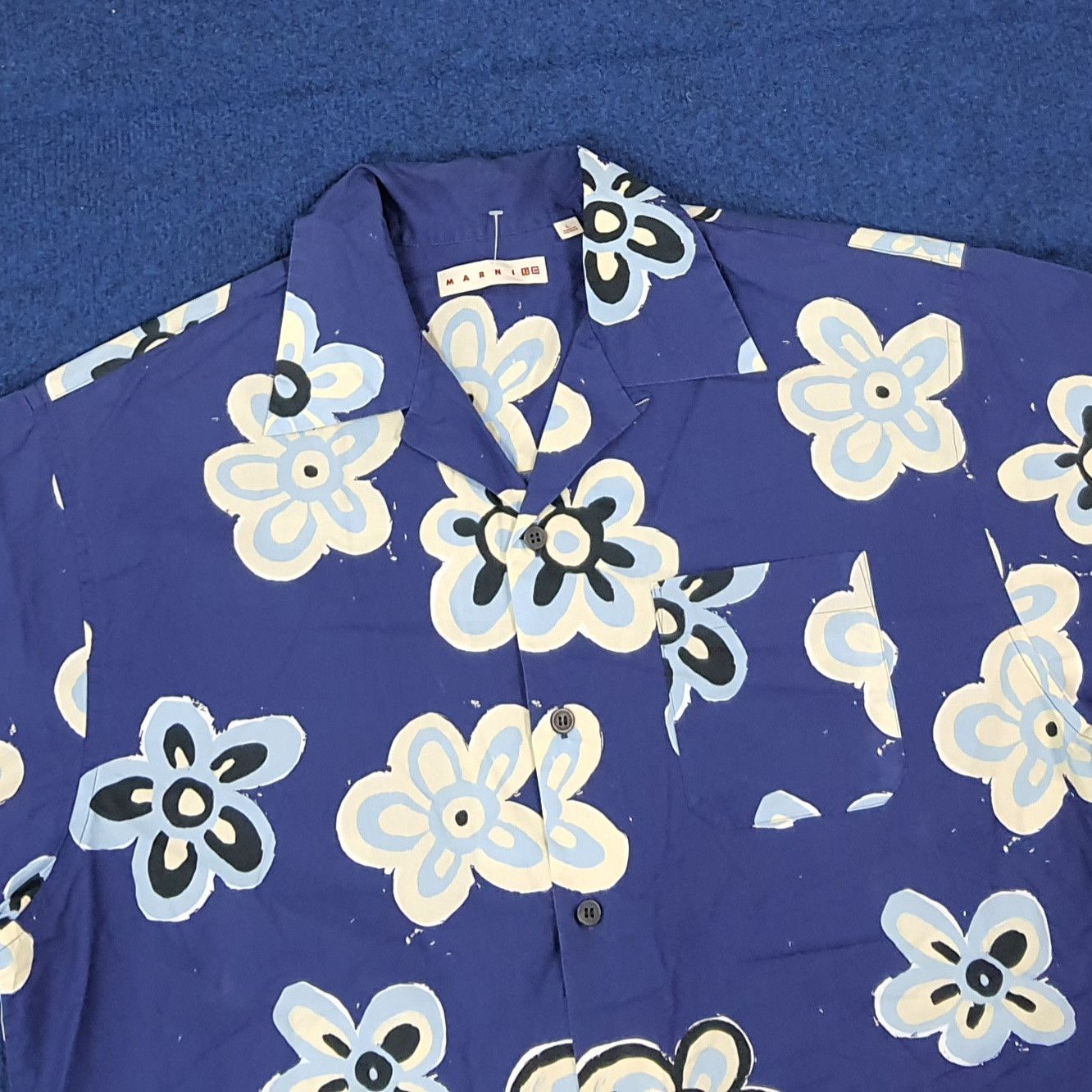 Marni × Uniqlo Vintage MARNI x UNIQLO Blue Floral Open Collar Shirt C276N64 Size US L / EU 52-54 / 3 - 2 Thumbnail