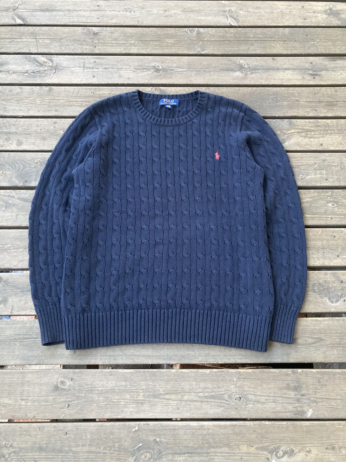 Polo Ralph Lauren Blue cableknit polo Ralph Lauren Size US XL / EU 56 / 4 - 2 Thumbnail