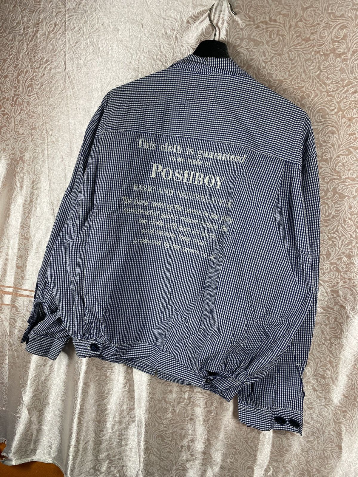 Japanese Brand Vintage POSHBOY Gingham Check Zip Jacket Blue White Logo Size US M / EU 48-50 / 2 - 9 Thumbnail