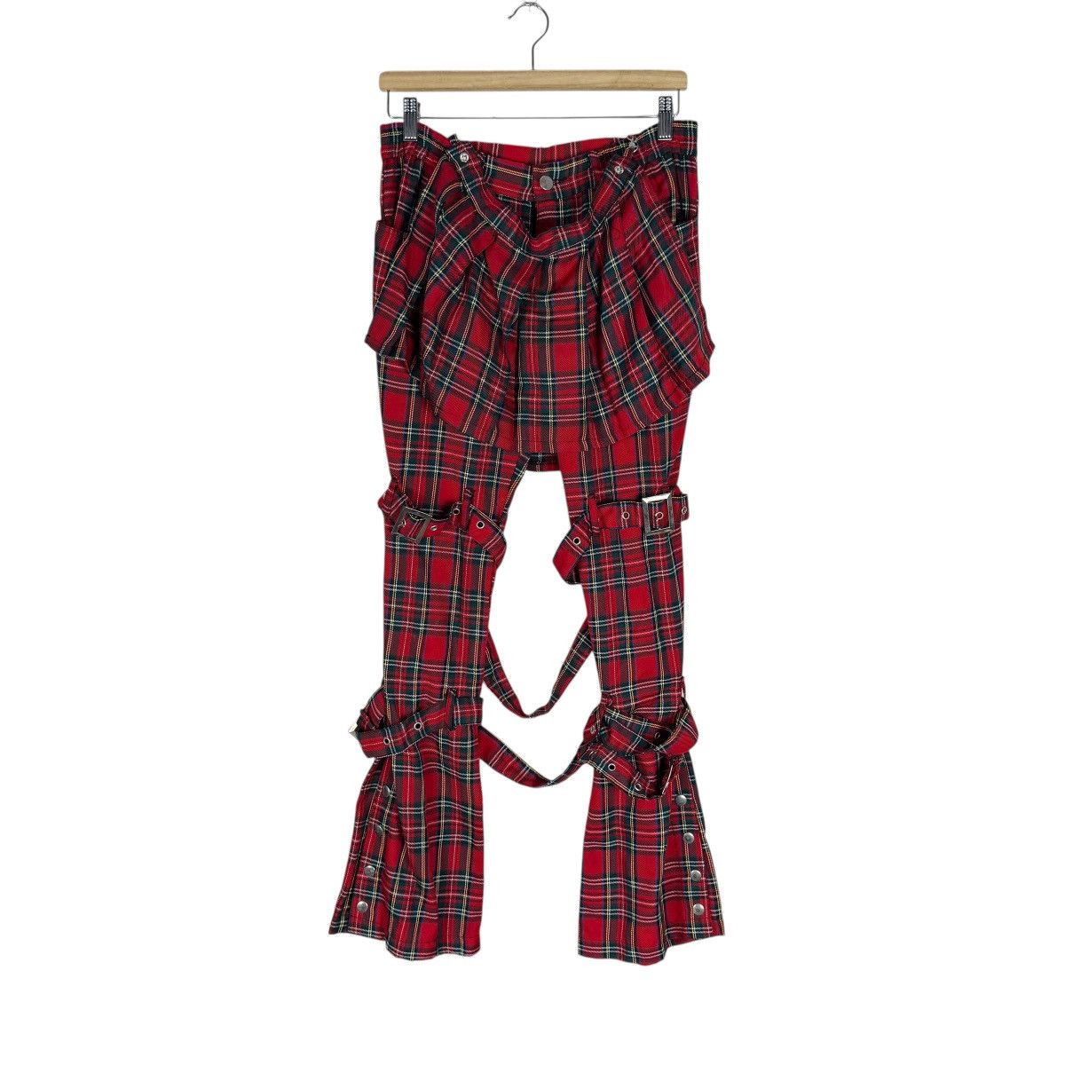 Japanese Brand ☀️RED TARTAN BONDAGE PANTS Size 30" / US 8 / IT 44 - 2 Thumbnail