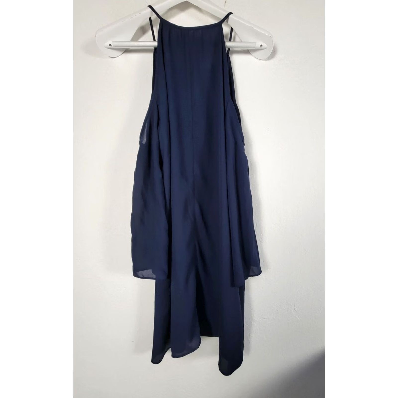 Neiman Marcus VINTAGE Neiman Marcus Womens Navy Blue Halter Cold Shoulder Chiffon Dress Large New 89 Size L / US 10 / IT 46 - 3 Thumbnail