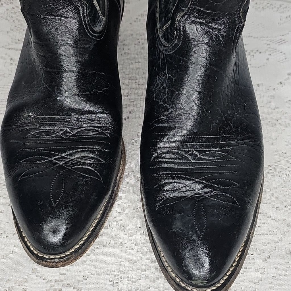 Nocona Nocona black bullhide leather cowboy rodeo western boots 9 Size US 9 / EU 42 - 4 Thumbnail