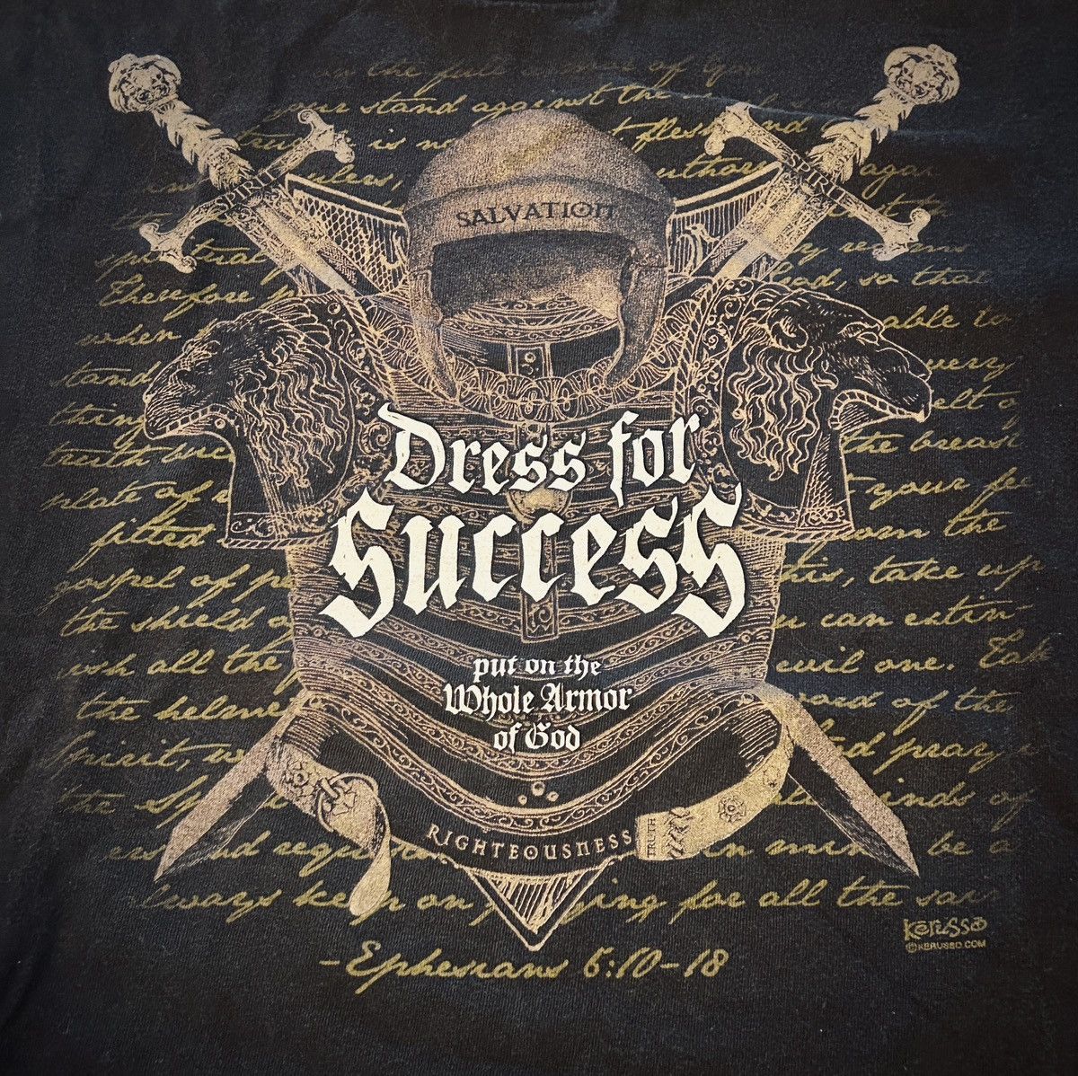 Delta Y2K Kerusso Ephesians 6:10-18 Jesus Black Graphic Tee Size US XL / EU 56 / 4 - 1 Thumbnail