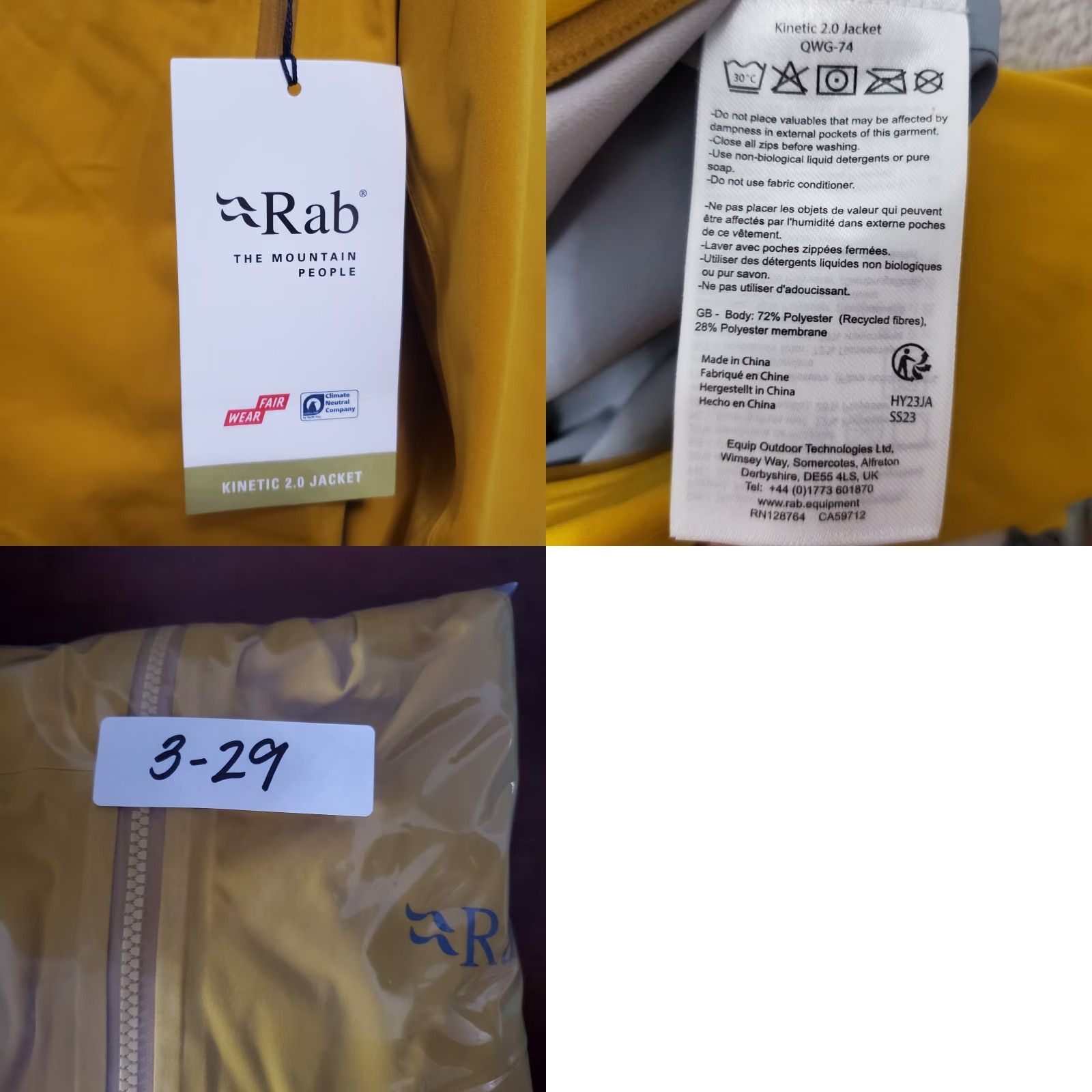 Rab RAB Kinetic 2.0 Jacket Men XL Sahara Proflex Waterproof Full Zip Hooded Stretchy Jacket Size US XL / EU 56 / 4 - 11 Thumbnail