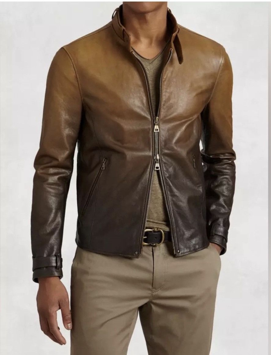 John Varvatos Gradient Lambskin Moto Jacket EU 48 USA 38 Size US M / EU 48-50 / 2 - 2 Thumbnail