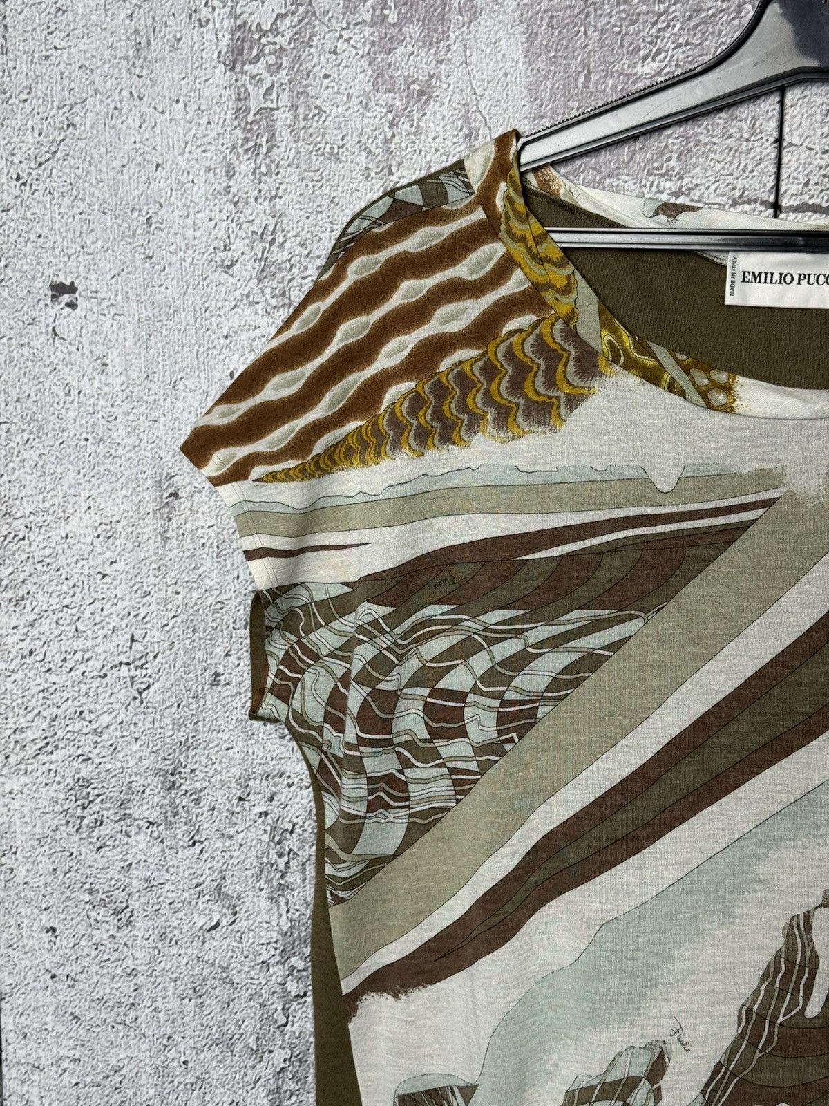 Emilio Pucci Emilio Pucci Printed Top Multicolor Abstract Short Sleeve Size M / US 6-8 / IT 42-44 - 3 Thumbnail