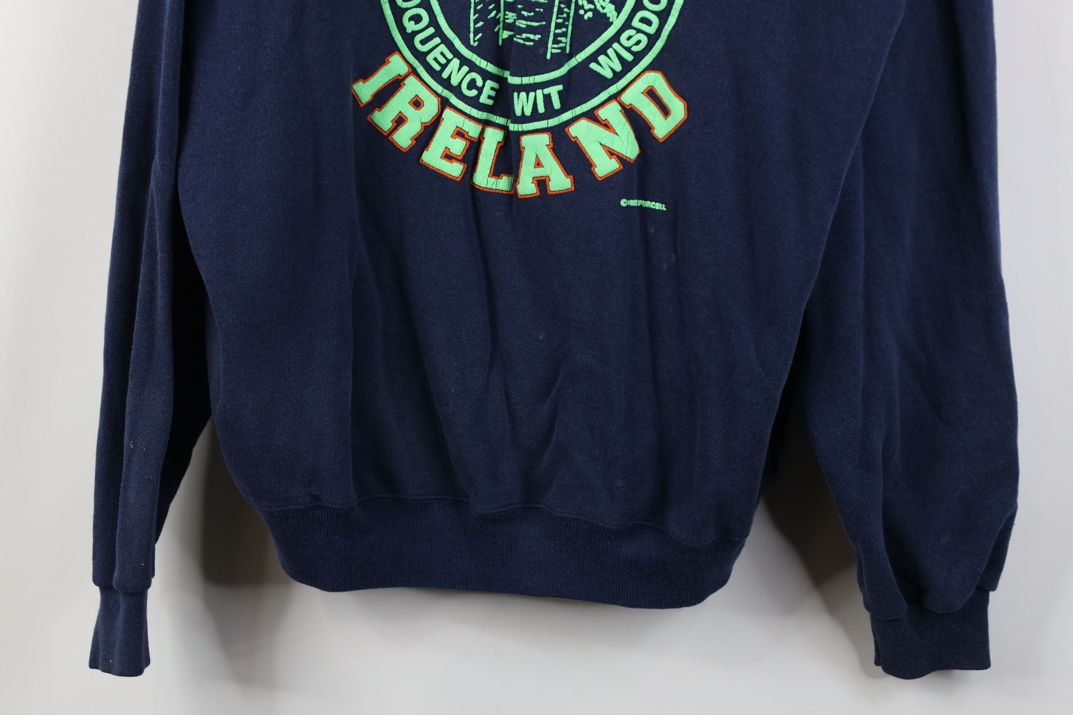 Vintage Vintage 80s Tech Ireland Crewneck Sweatshirt Blue USA Size XXL / US 16-18 / IT 52-54 - 3 Thumbnail