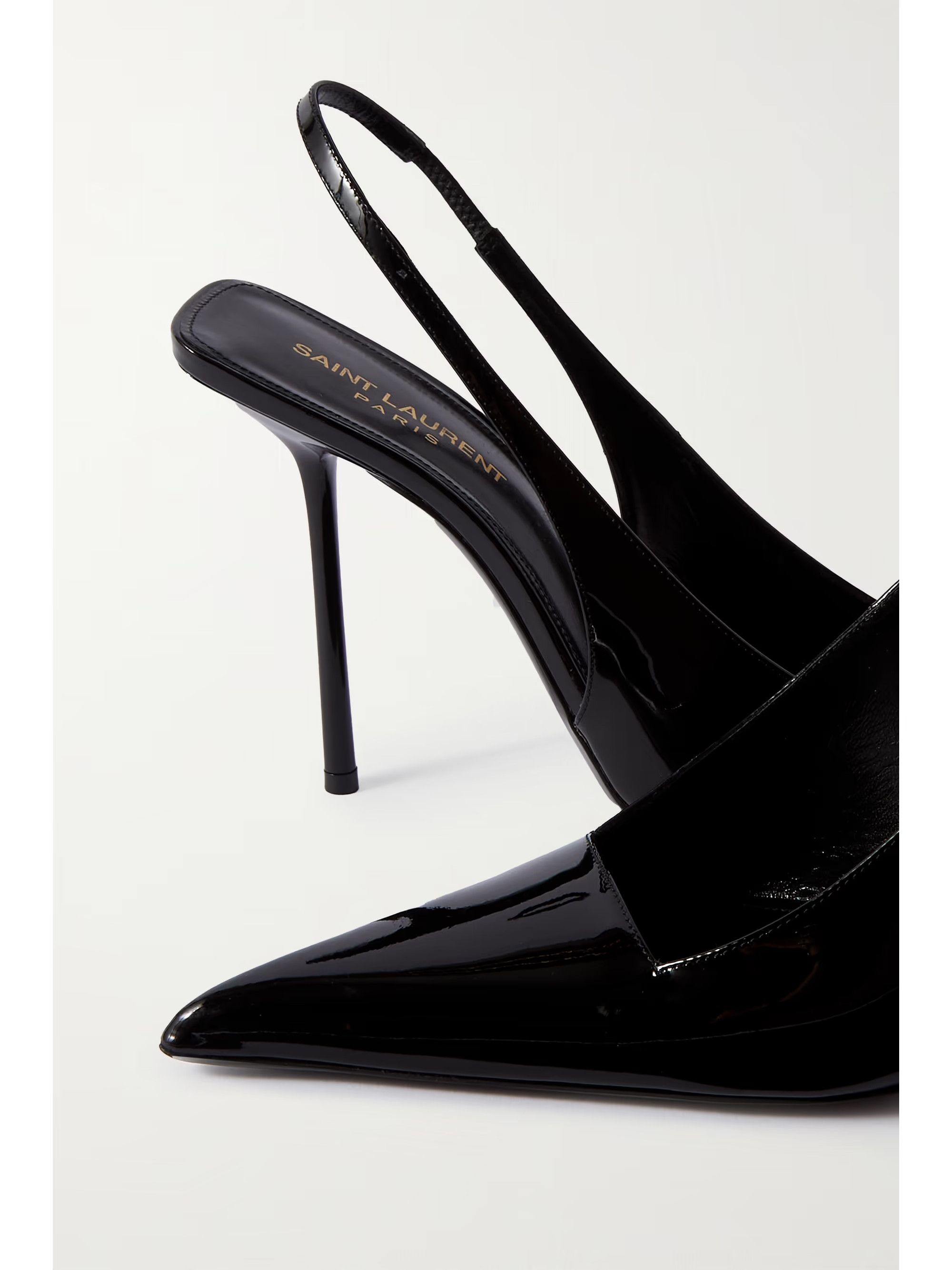 Saint Laurent Paris o1b1hav111224 Kiss Slingback Pumps Patent Leather Black Size US 4 / IT 34 - 4 Thumbnail
