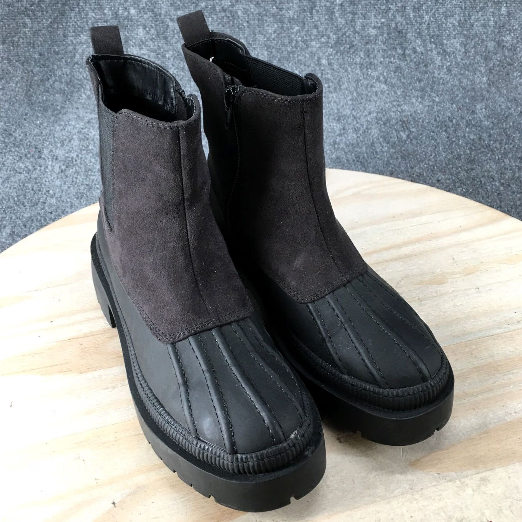 Vintage Universal Thread Duck Boots Womens 6 Ella Chelsea Ankle Black Rubber Zip Pull On Boots Size US 6 / IT 36 - 3 Thumbnail
