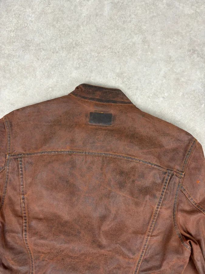 Levi's Levis Brown Waxed Biker Denim Jacket Size US M / EU 48-50 / 2 - 6 Thumbnail
