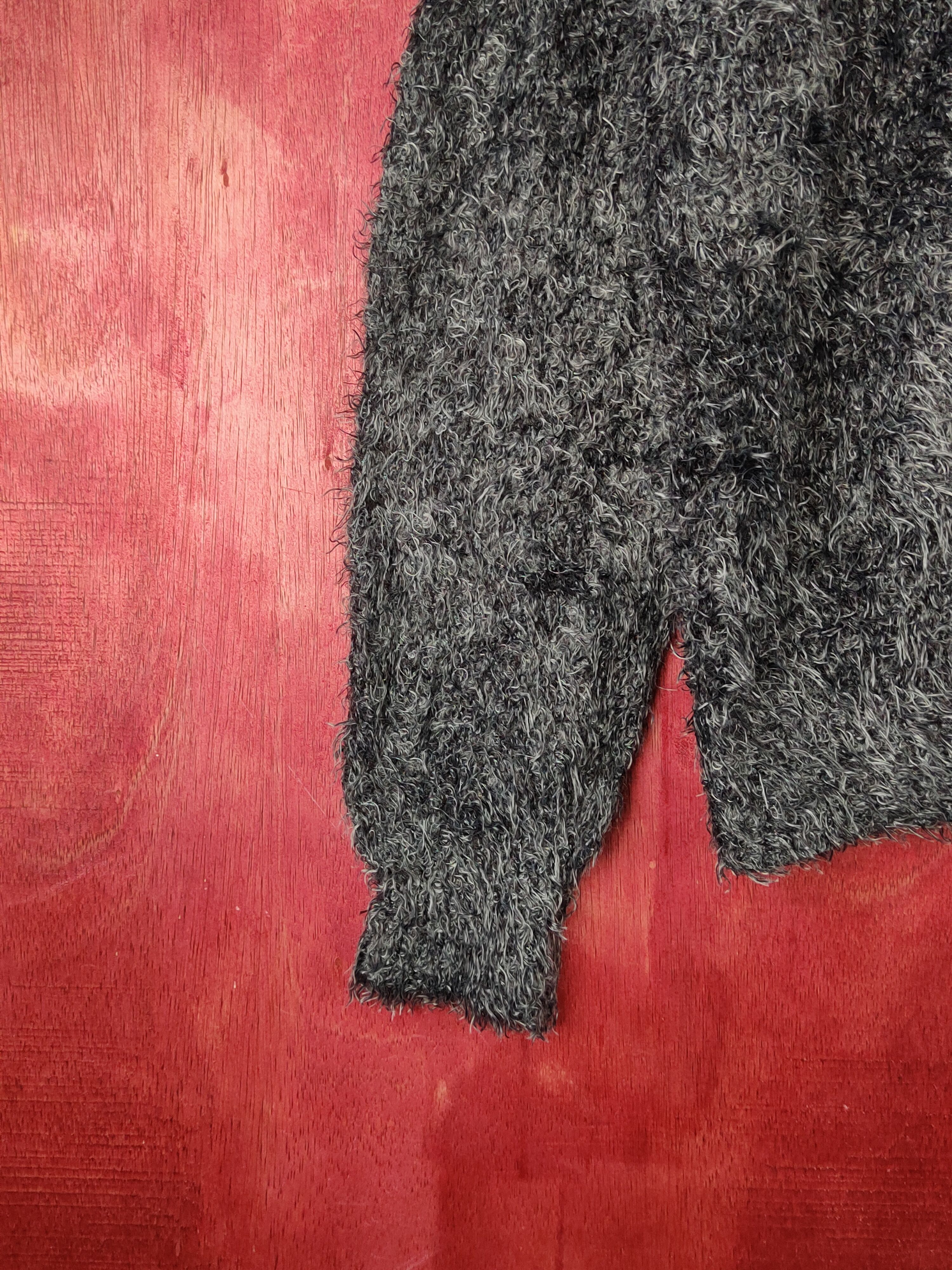Vintage Dirz Black Shag Shaggy Fur Mohair Knitwear #S1961 Size L / US 10 / IT 46 - 4 Thumbnail