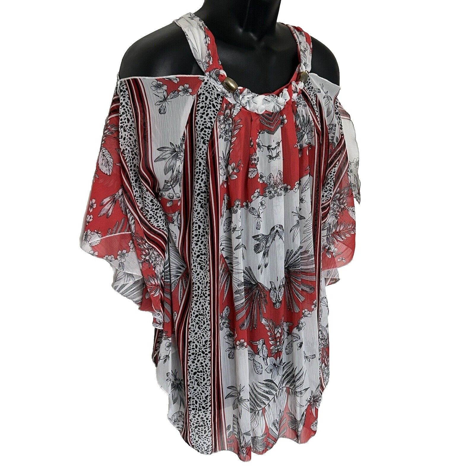 Other Madison Paige Women Gray 3/4 Sleeve Boho Blouse L Size L / US 10 / IT 46 - 3 Thumbnail