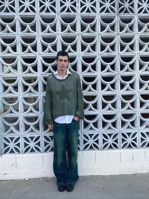 Aran Isles Knitwear Harajuku style sweater with cutouts vintage knitted top star Size US L / EU 52-54 / 3 - 2 Thumbnail