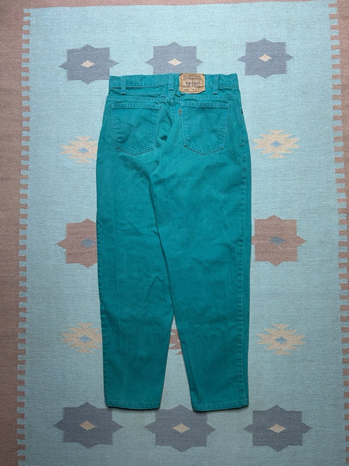 Vintage Vintage 90s Levi’s 560 jeans turquoise teal skater USA 31x29 Size US 31 - 1 Thumbnail