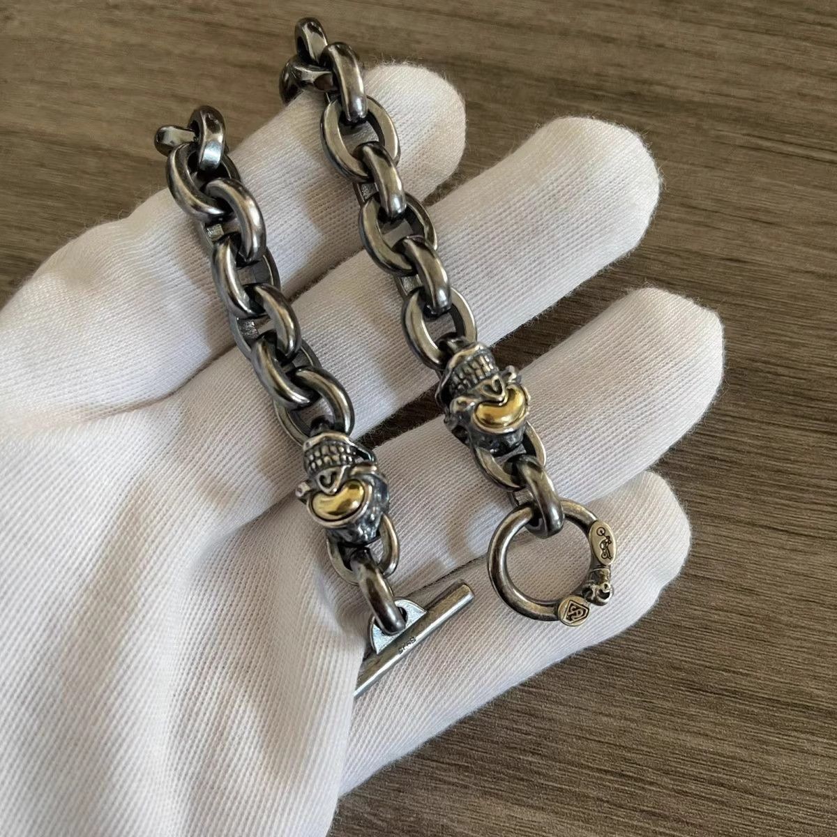 Sterling Silver Chrome Cross Sterling Silver Bracelet Vintage chain Size ONE SIZE - 2 Thumbnail