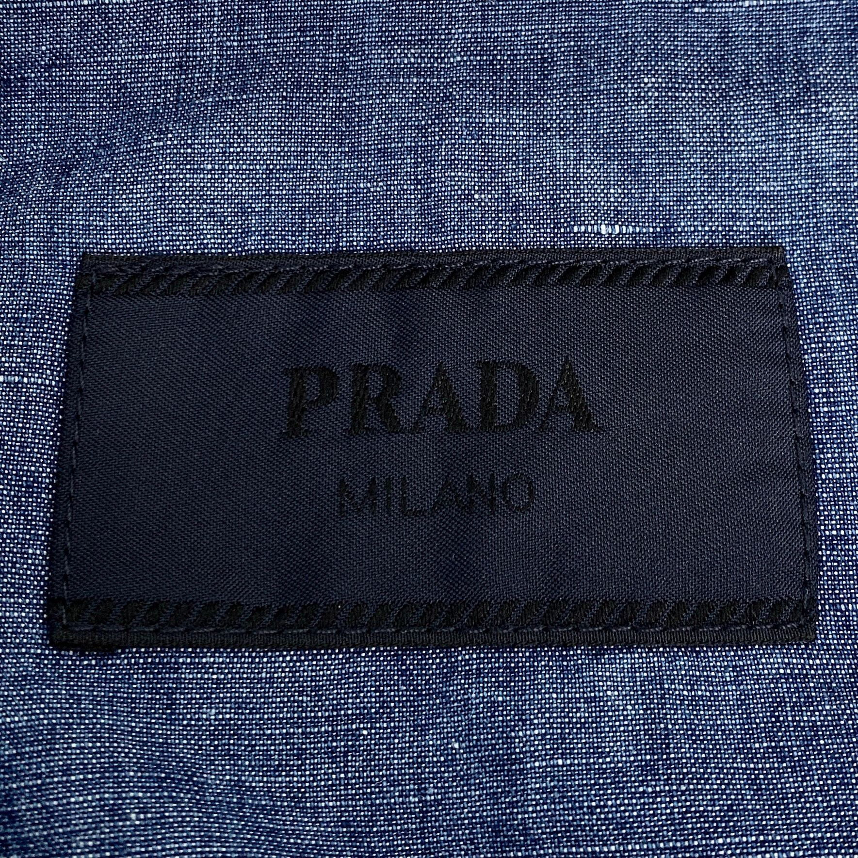 Prada Prada 2023 Blue Logo Triangle Cotton Denim Short-Sleeve Shir Size M / US 6-8 / IT 42-44 - 4 Thumbnail