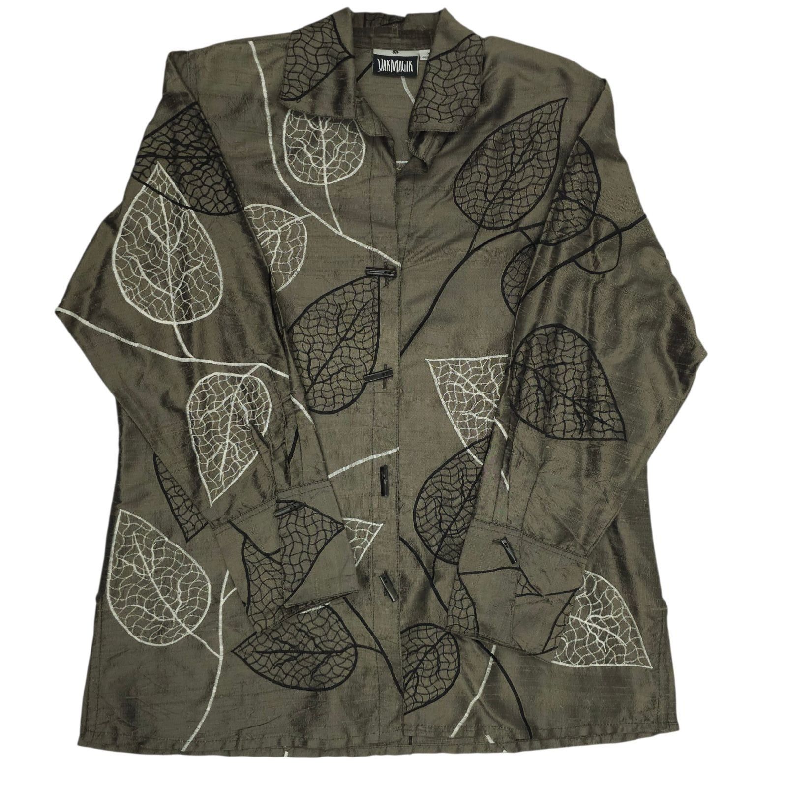Other Yak Magik Shirt Jacket XL Embroidered Leaf Silk Boho Vintage Size XL / US 12-14 / IT 48-50 - 8 Thumbnail