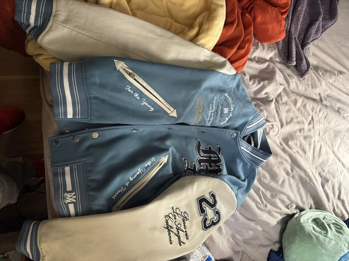Amiri AMIRI Cherub Varsity Jacket Blue Ivory SS23 Pegasus Size 50 Size US M / EU 48-50 / 2 - 2 Thumbnail