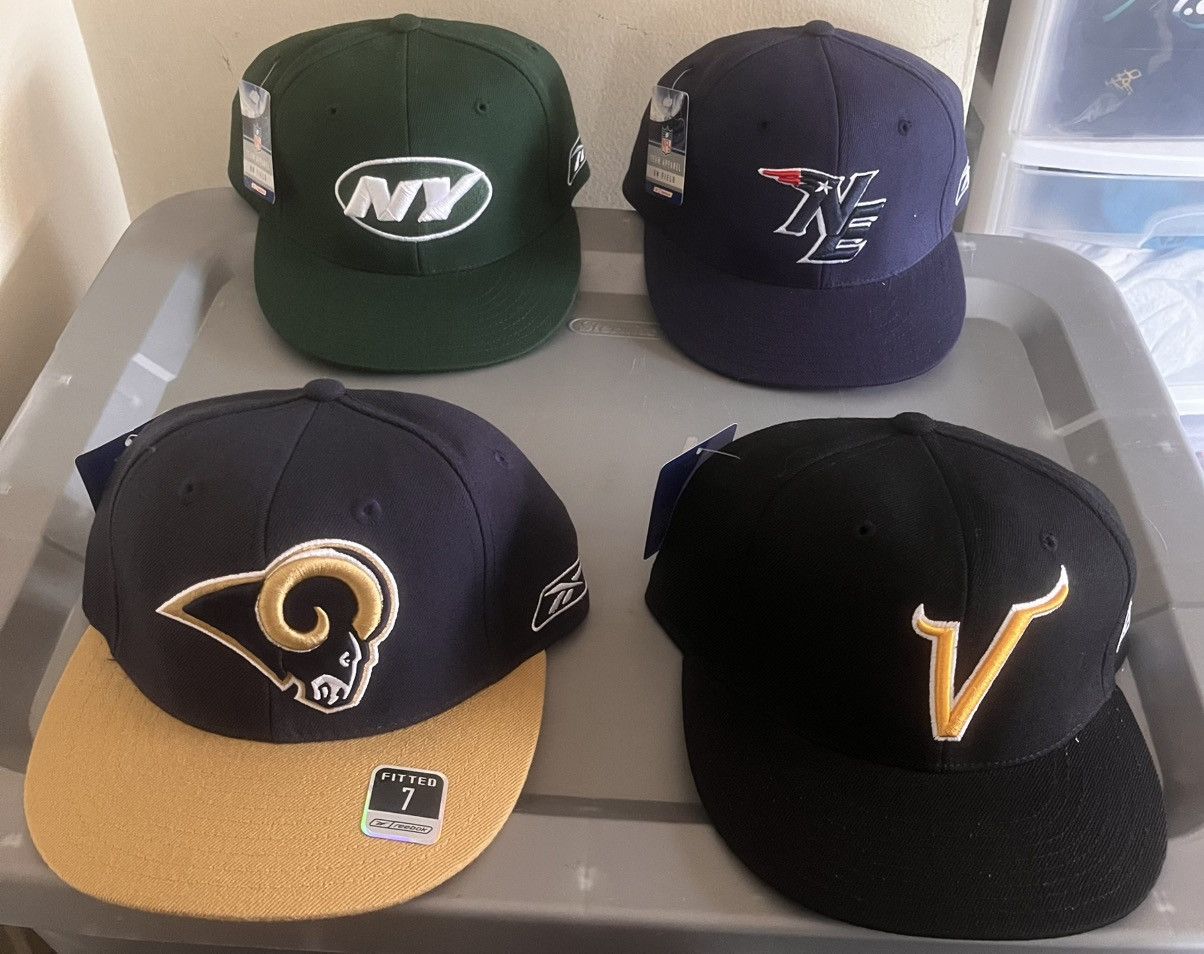 Reebok 4 vintage reebok fitted hat bundle size 7 patriots rams jets Size ONE SIZE - 1 Thumbnail