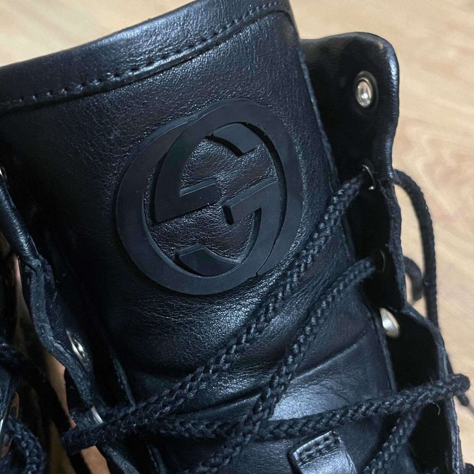 Gucci GUCCI Sneakers GG Web Dapper Black Leather High Top Monogram Size US 8 / EU 41 - 8 Thumbnail