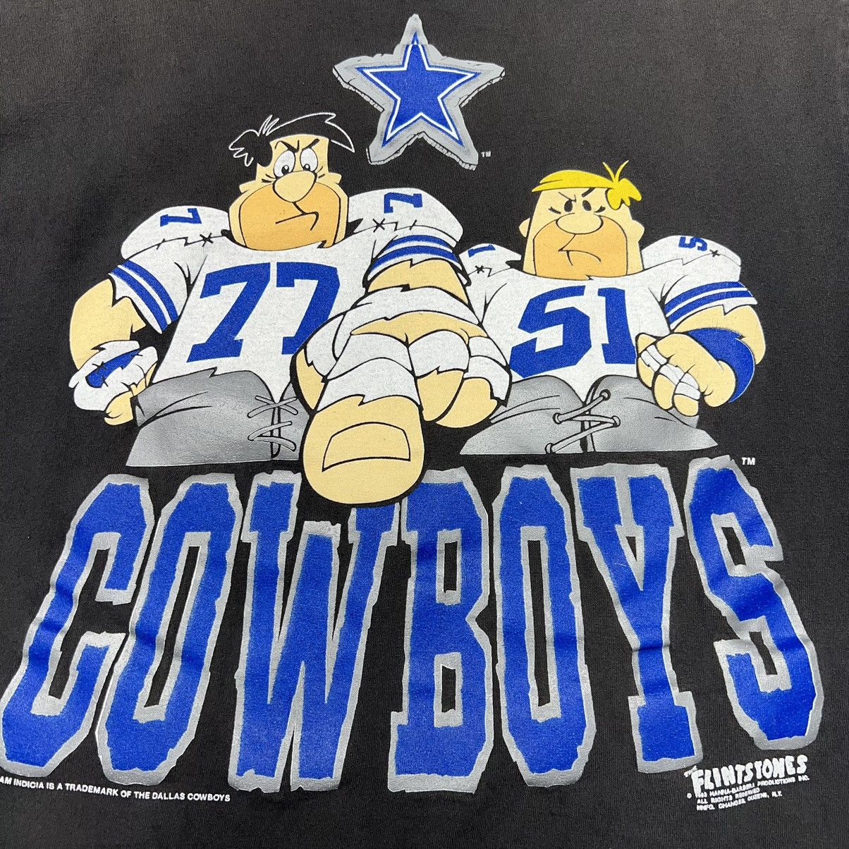 Vintage VTG Dallas Cowboys Flintstones Tee Shirt Black NFL Cartoon Size US L / EU 52-54 / 3 - 2 Thumbnail
