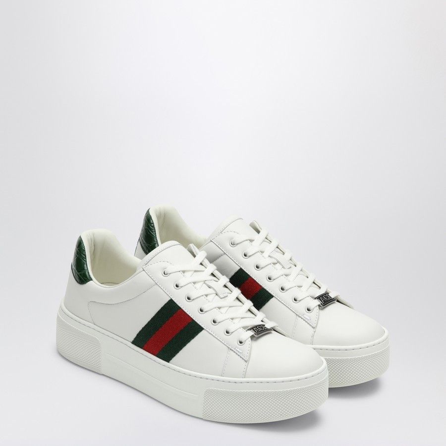 Gucci o1d2blof0824 Ace Sneaker With Web in White Size US 7 / IT 37 - 2 Thumbnail