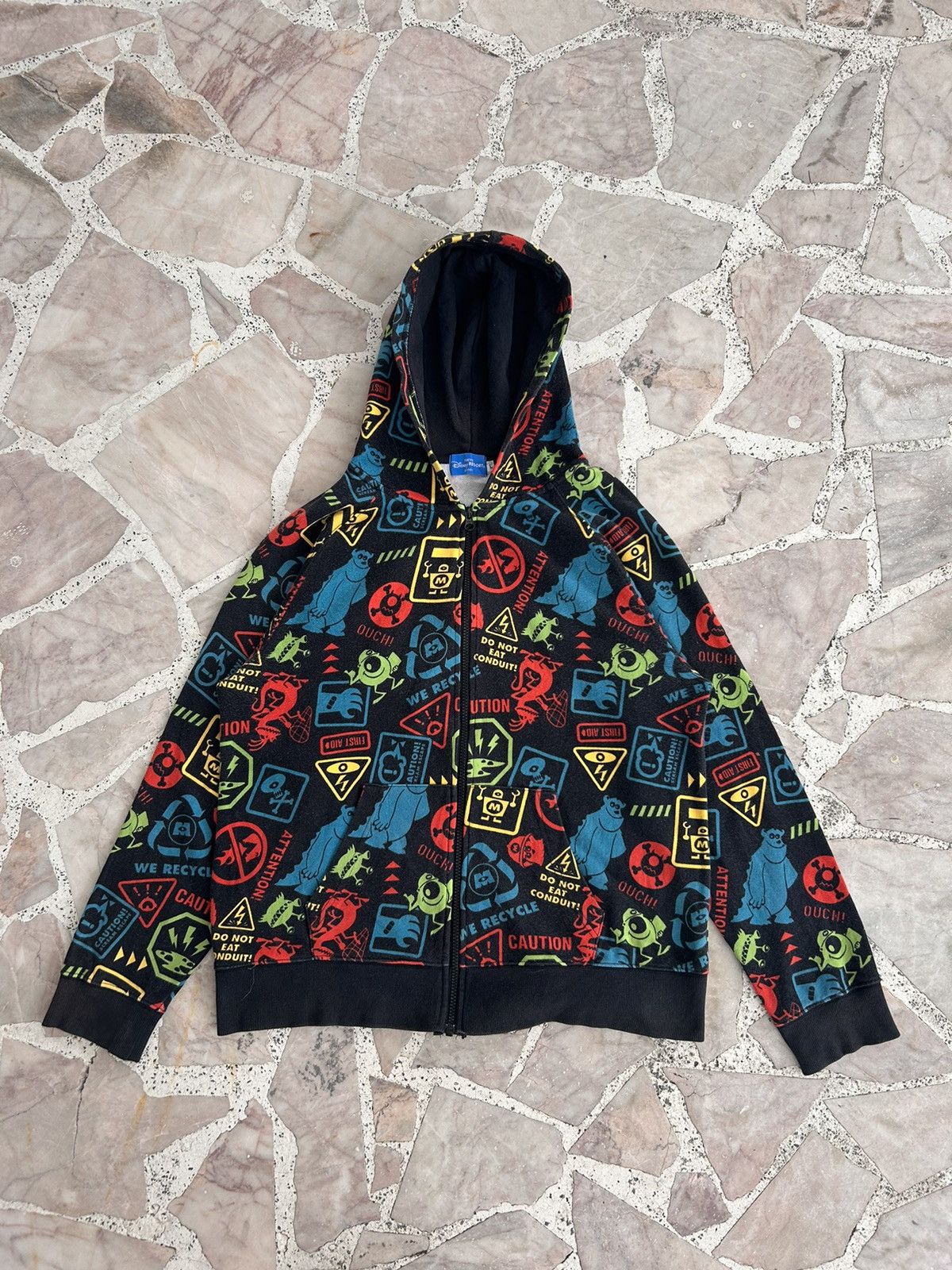 image of Disney Tokyo Monster Inc Y2K Zipper Jacket in Black, Men's (Size Large)