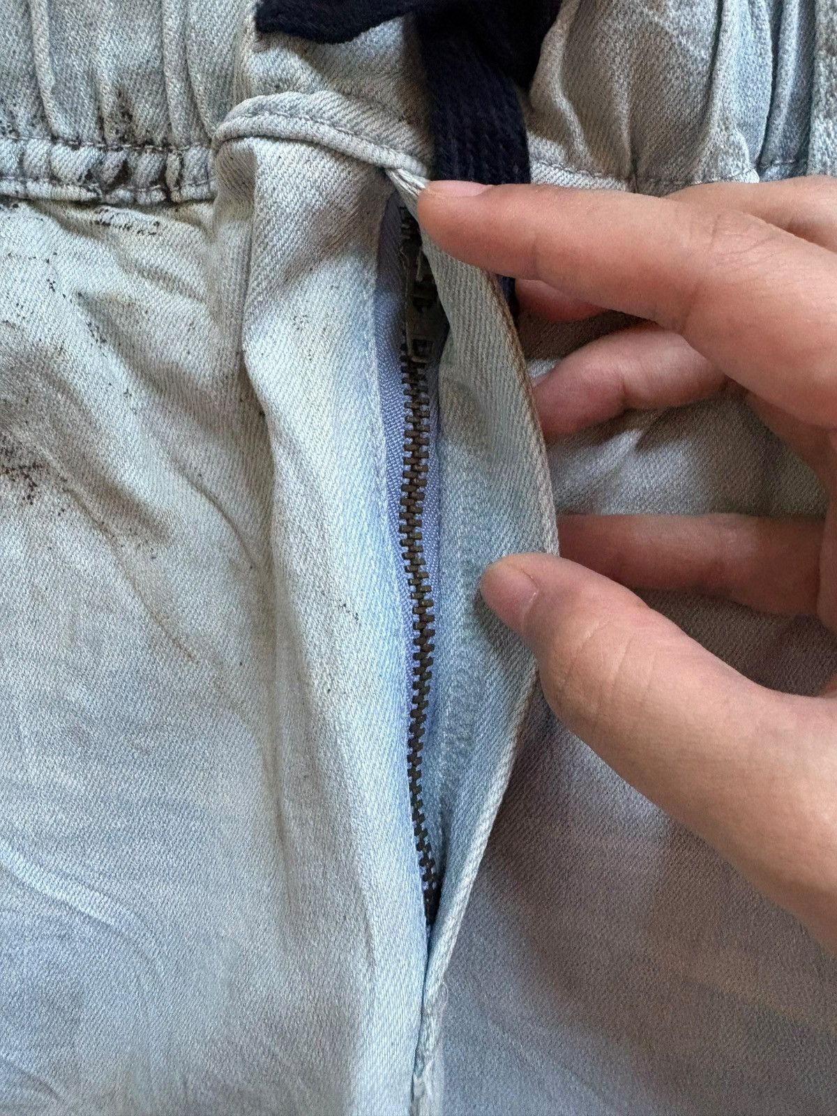 In The Attic Vintage In The Attic Light Blue Mud Wash Distressed Jeans Size US 31 - 3 Thumbnail