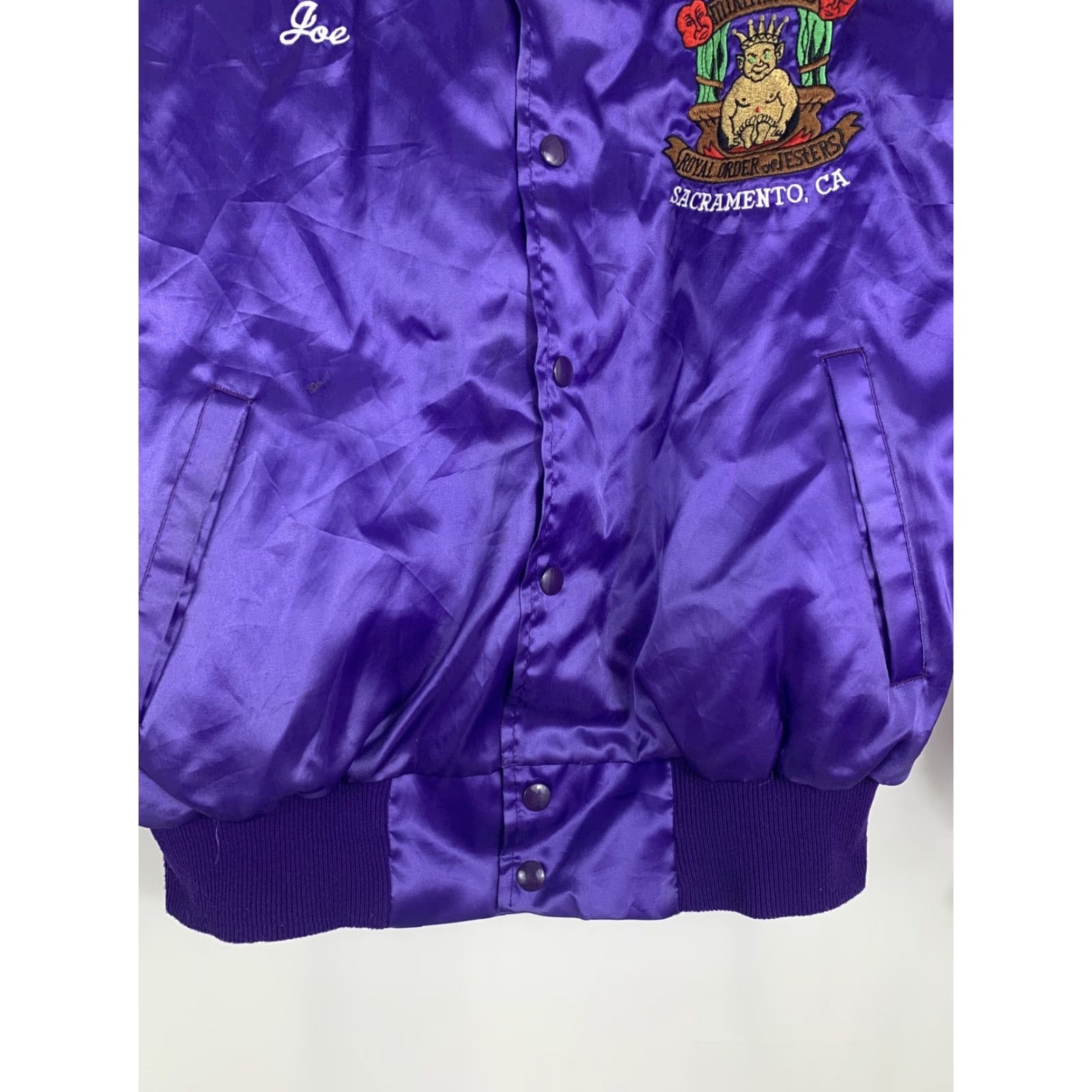 Vintage VINTAGE Rennoc Bomber Jacket Purple Royal Court of Jesters Sacramento CA L Hip Hop Mens Large Size US L / EU 52-54 / 3 - 6 Thumbnail