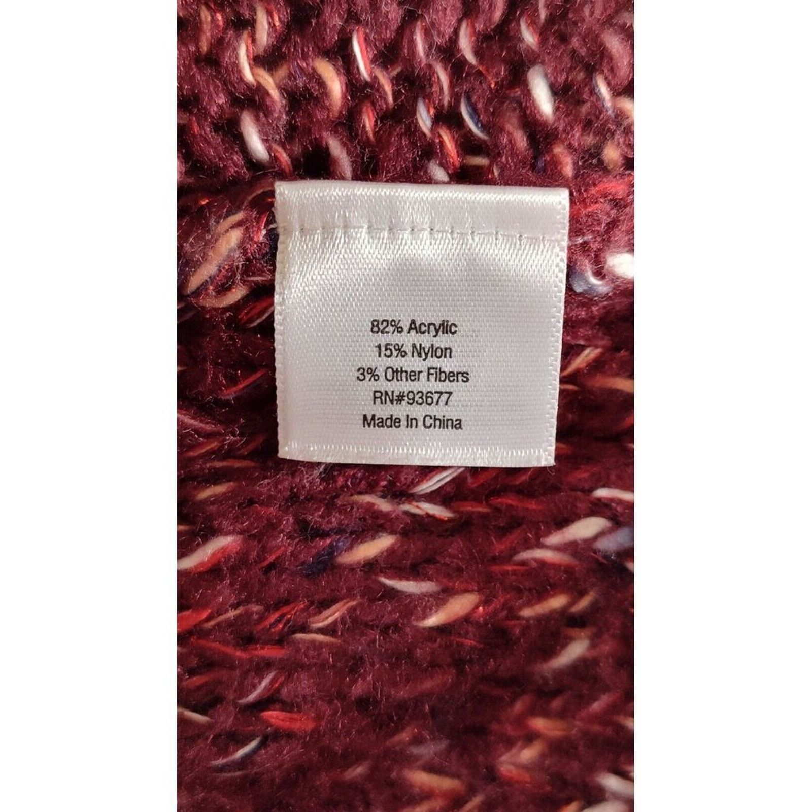 St. Johns Bay St Johns Bay Sweater Women's XL Eyelet Burgundy Cable Knit Size XL / US 12-14 / IT 48-50 - 8 Thumbnail