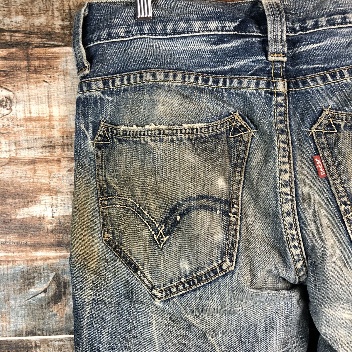 Levi's Levis 502 Blue faded ripped vintage jeans Denim Pants #A2608 Size US 33 - 20 Thumbnail