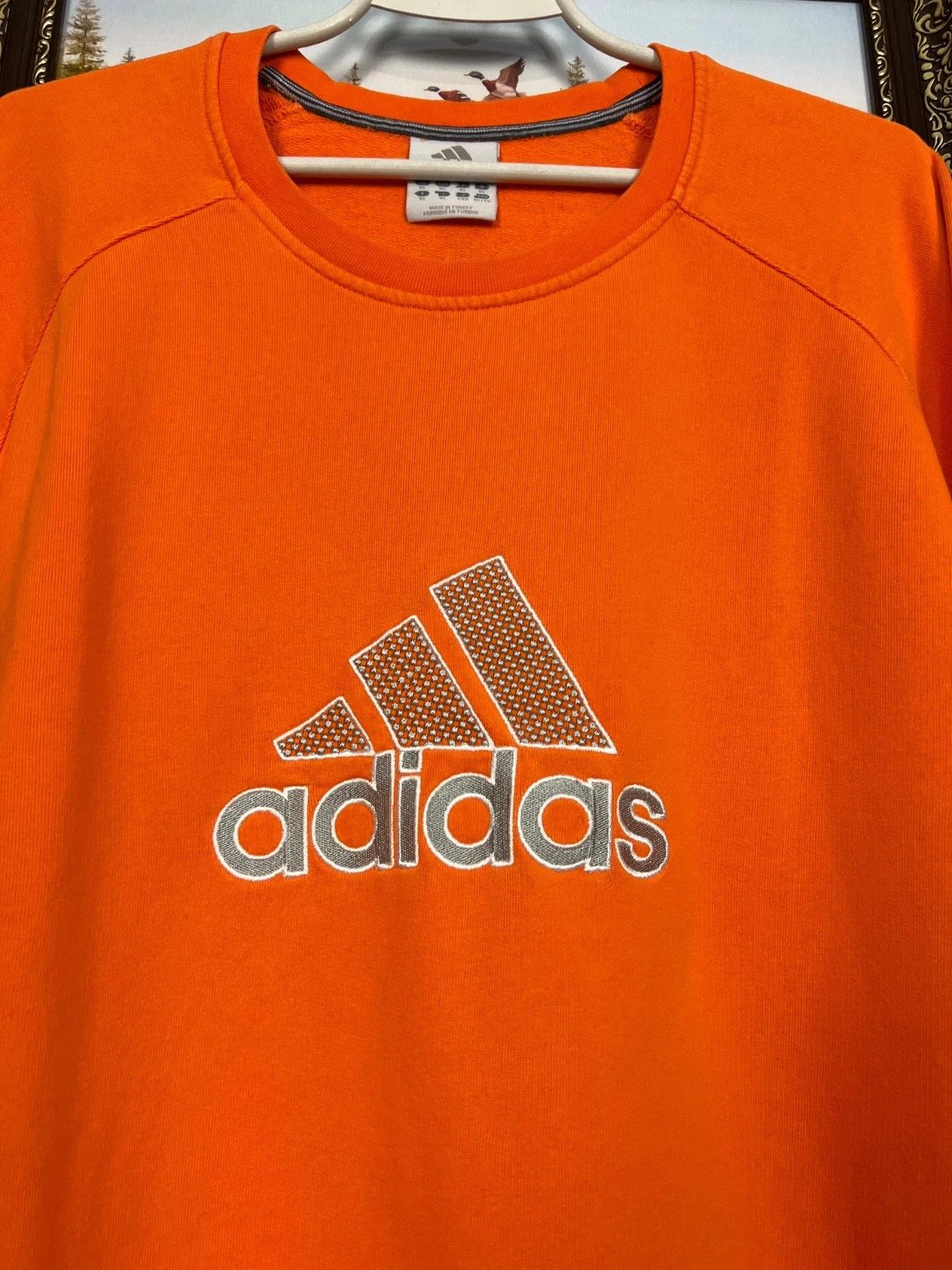 Adidas Vintage Adidas Orange Big Logo Sweatshirt Mens Crewneck Rare Size US XL / EU 56 / 4 - 3 Thumbnail