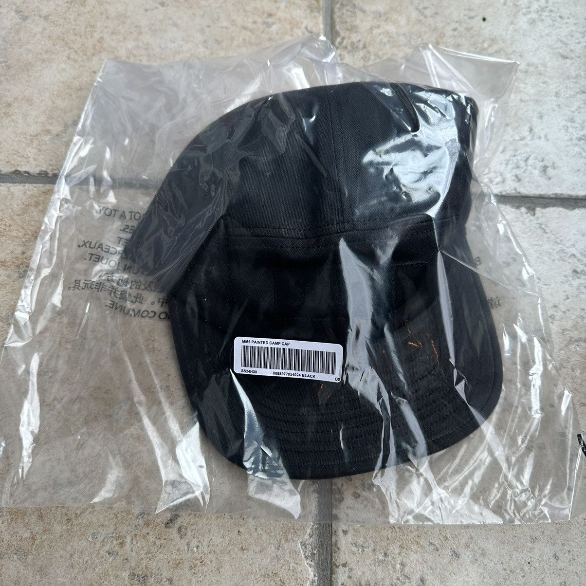 image of Mm6 Maison Margiela Painted Camp Cap Black, Men's